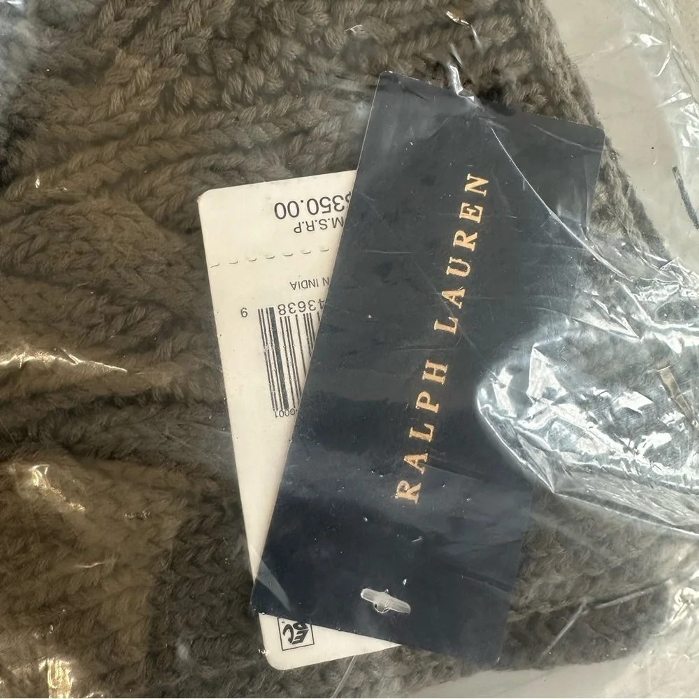 Ralph Lauren Henwick Green Cotton Cable Knit Throw Blanket Sz 54x72 NWT
